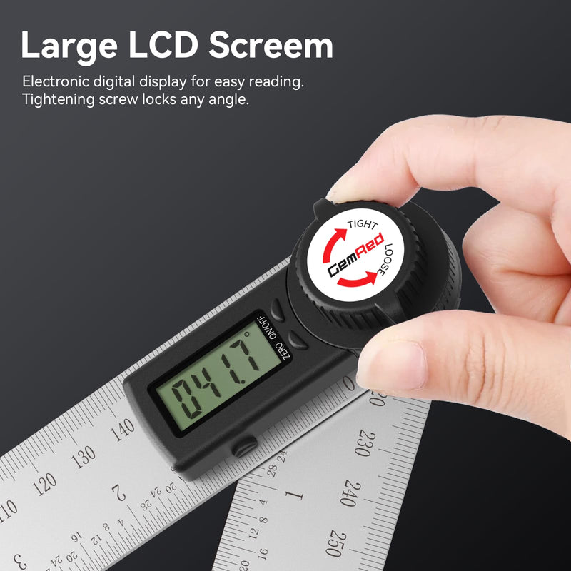 GemRed Gemred 82305 Digital Angle Finder 7-Inch Protractor Stainless Steel