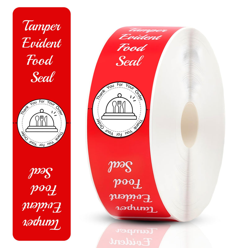 1000 Pcs Tamper Evident Stickers for Food Delivery 1.5 x 6 Inches Red Tamper-Proof Safe Seal Tape & Labels - for Sealing Drink, Food & Pizza Boxes to Preserve Freshness 1000