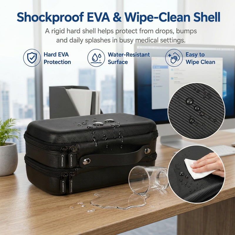 COMECASE Stethoscope Case for Littmann Classic III, Hard Nurse Organizer | Double-Layer Layout Keeps Your Stethoscope, Penlights and Daily Medical Tools Separated for Work Jet Black