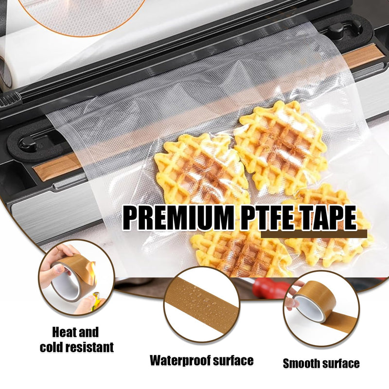 Teflone Glass Cloth Tape (3 inch x 33 Feet x 0.18mm), High Temperature PTFE Heat Resistant Adhesive Tape Non-Stick Surface for Vacuum Sealer Machine, Heat Press, Packaging, Electrical Use 3inx33ft