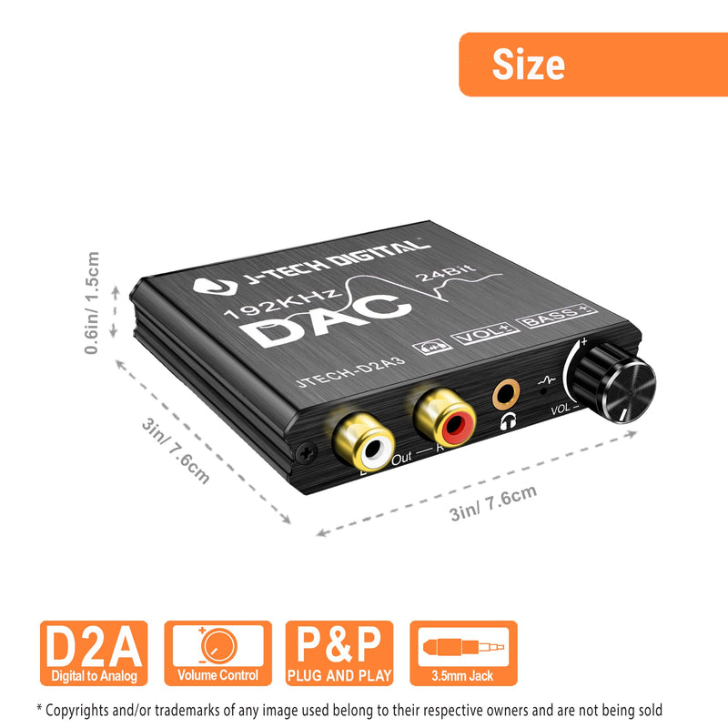 [Australia - AusPower] - Digital to Analog Audio Converter with Headphone Amplifier & Bass Control by J-Tech Digital | 192kHz 24bit Optical Coaxial RCA 3.5mm 