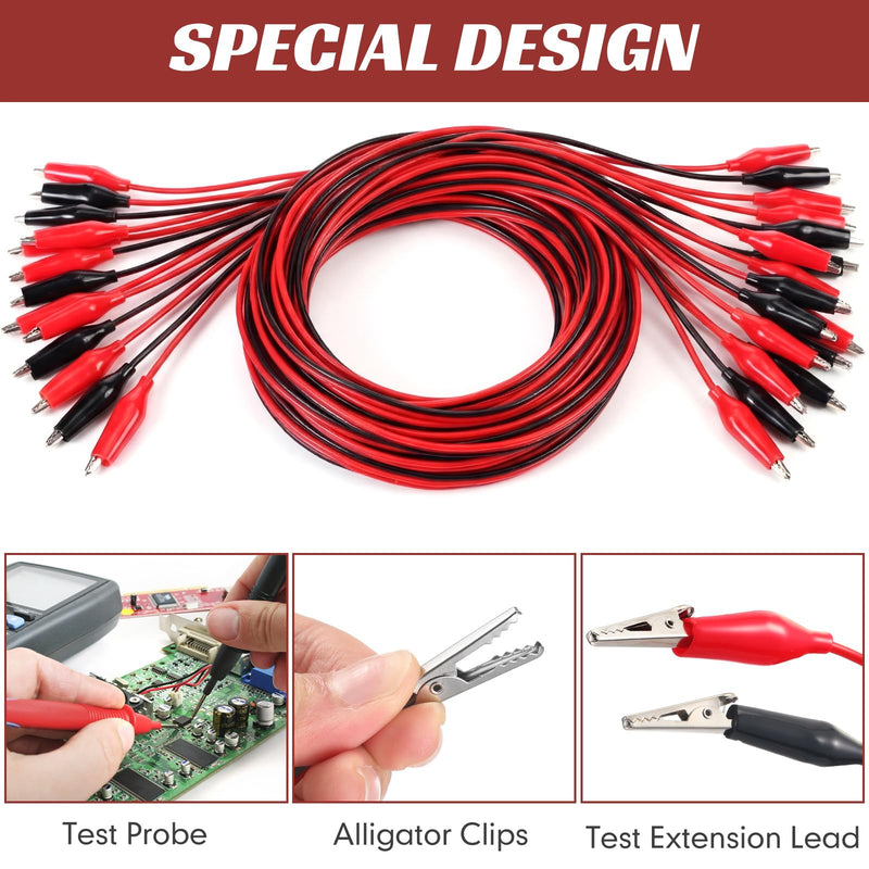 EBOOT 40 Pcs Alligator Clips Electrical, 40 Inches Test Leads with Alligator Clips, Double-Ended Jumper Wires for Electrical Testing, Circuit Connection, Experiment
