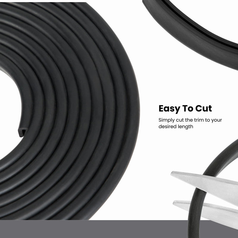 Black U Channel Edge Trim Rubber Seal EPDM 11/32" High x 3/16" Wide (50 Feet) 50 Feet