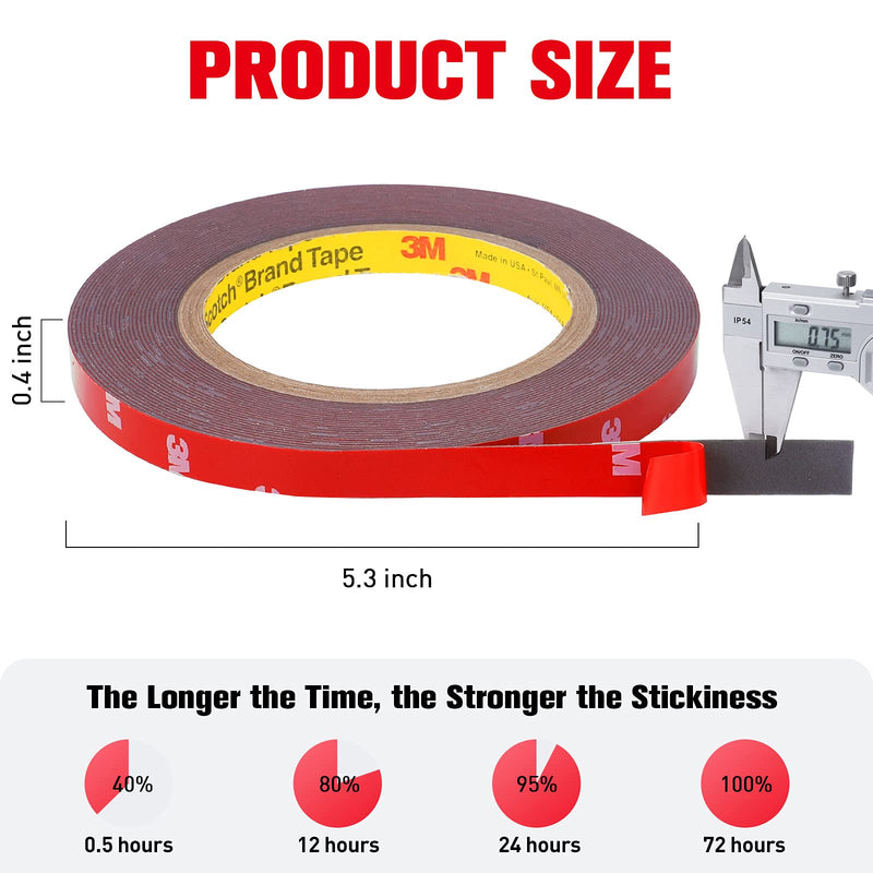 [Australia - AusPower] - Double Sided Tape Heavy Duty, Waterproof Mounting Foam Tape, 33ft Length, 0.4in Width, Strong Adhesive Tape for LED Strip Lights, Automotive, Home, Office Decor, Outdoor, Made of 3M VHB Tape 33FT (1 Pack) 