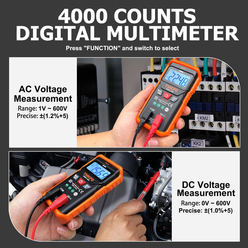 [Australia - AusPower] - THIKPO TRMS Digital Multimeter 4000 Counts with NCV, Auto-Ranging Multimeter Measures AC/DC Voltage, Resistance, Capacitance, Continuity, Live Wire Detection, Backlight, Data Hold 