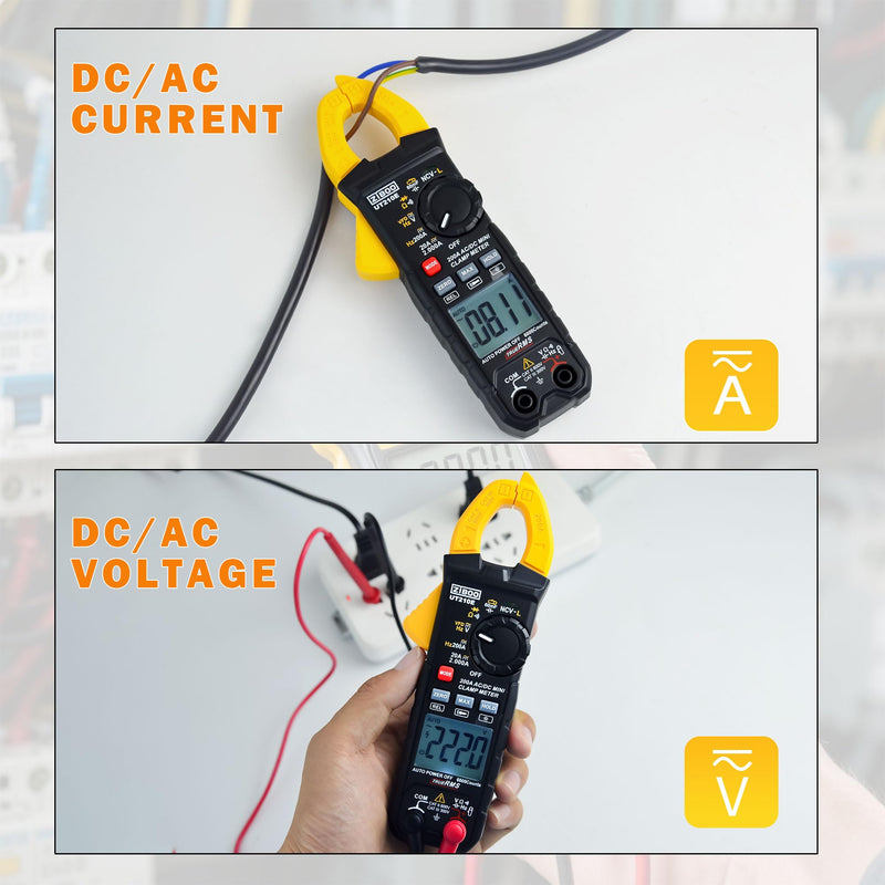 [Australia - AusPower] - ZIBOO UT210E Mini Handheld Clamp Meter, True RMS AC/DC,6000 Counts Voltmeter Continuity Tester Capacitor HVAC Tool Multi Tester UT210E Clamp Meter 