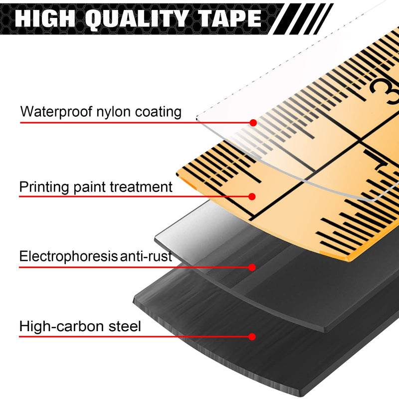 WISEUP Industrial Magnetic Tape Measure with Fractions 1/8 and Metric,Easy to Read,Measuring Tape with Belt Clip for Surveyors,Engineers,Household,Carpentry,Construction (1, 16 FT) (25 FT*2) 25 FT*2