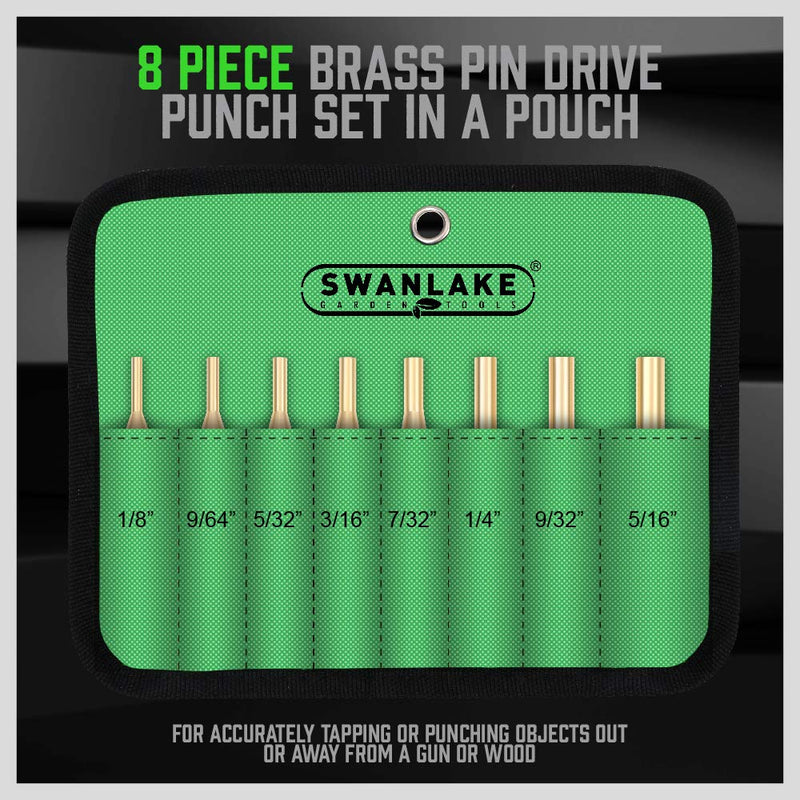 [Australia - AusPower] - SWANLAKE 8-Piece Brass Punch Set, Removing Repair Tool1/8" - 5/16" Brass Pin Drive Punch Set 