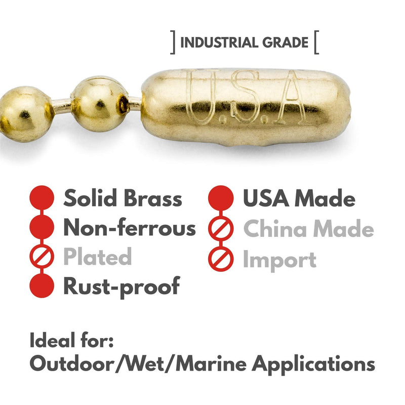 [Australia - AusPower] - 4.5 Beaded Ball Keychains (100 Pack) Solid Brass Bead Size #6 Tag Chains USA Made 