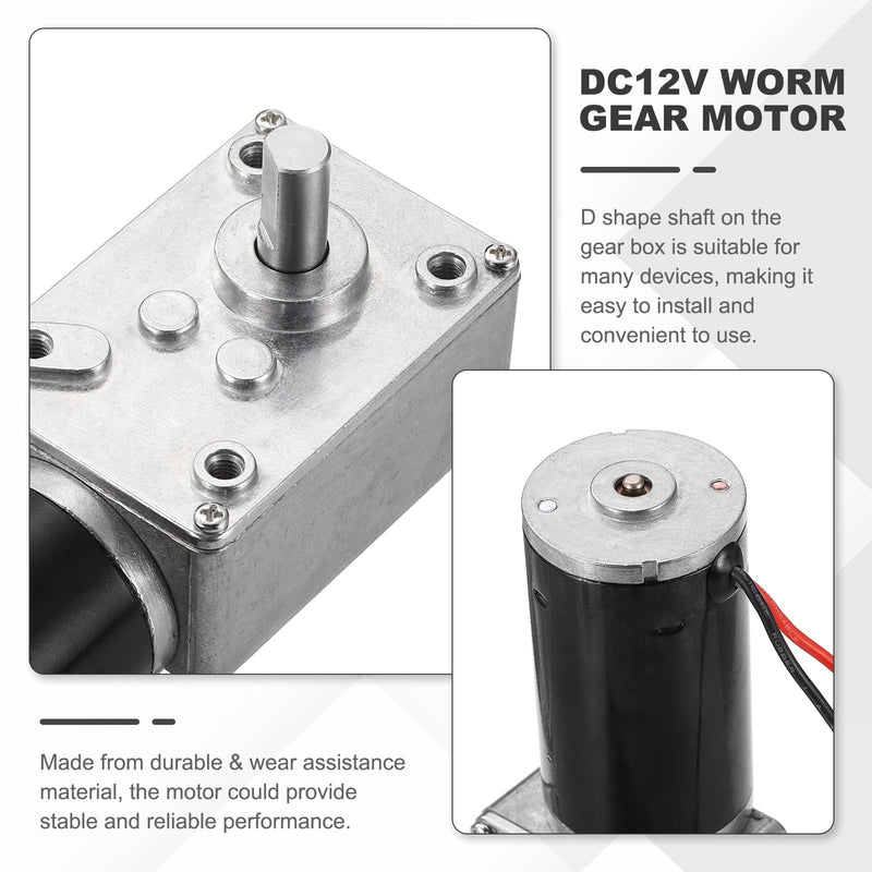 [Australia - AusPower] - MECCANIXITY DC12V Worm Gear Motor, 60RPM 15mm D Shaft Self-Locking High Torque Speed Reduction Gear Motor for Automotive, Home Appliances, Robotics 12V 60RPM 