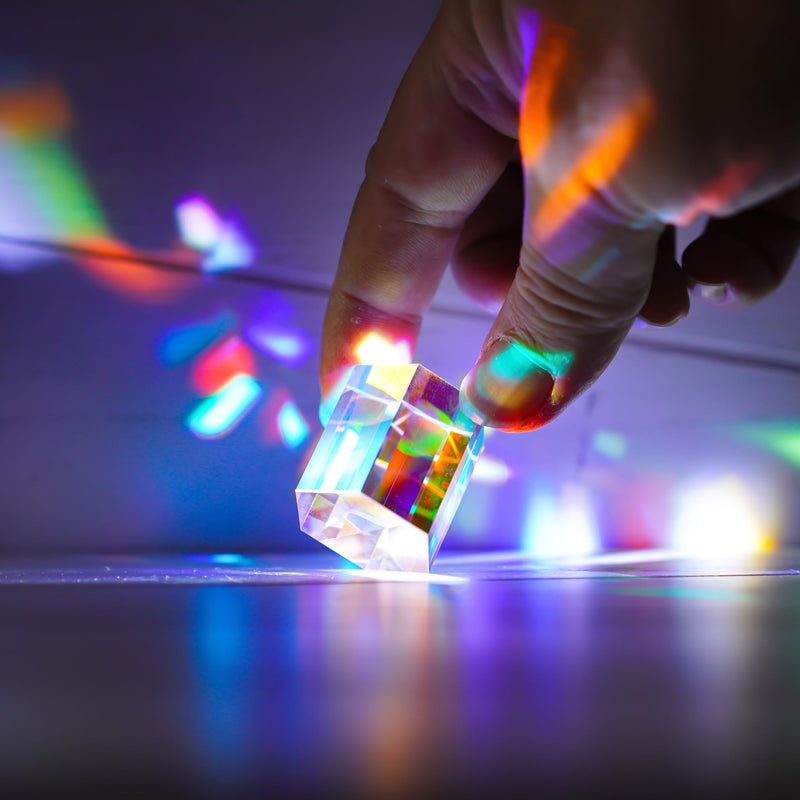 [Australia - AusPower] - 1.2'' Optical Glass RGB Dispersion Prism X-Cube for Physics Teach Rainbow Prism Crystal Cube Prism Photography Props 30mm Hexagonal prism 