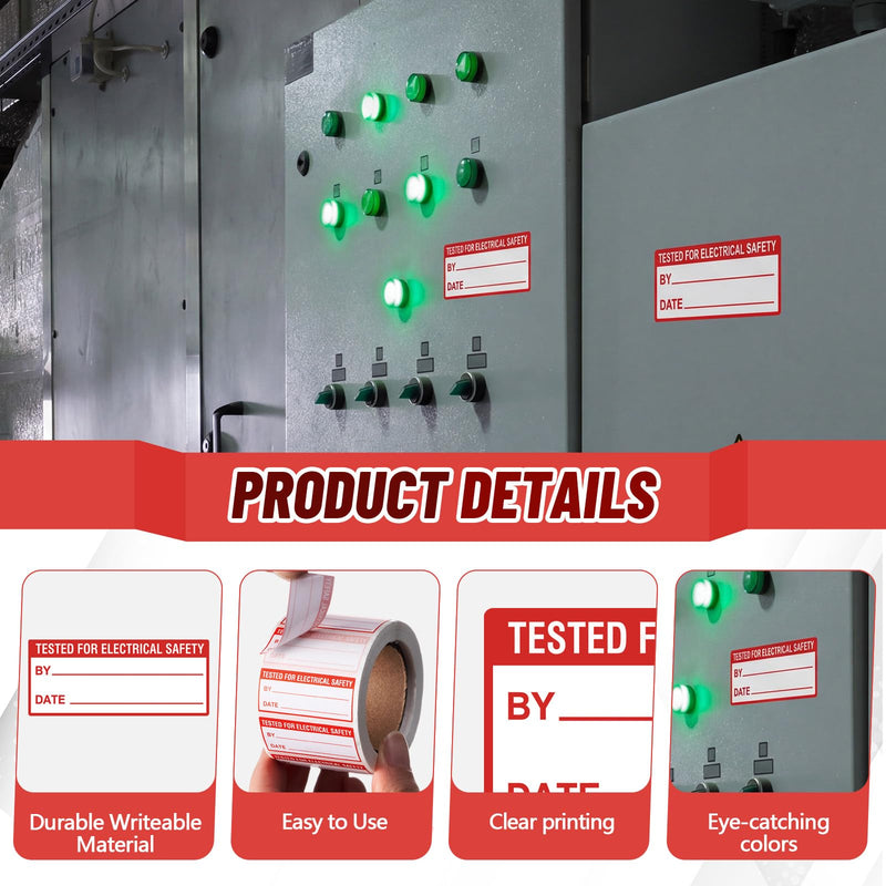 500 Pack 1.5" x 5/8" Calibration Labels Red Tested Electrical Safety Test Labels for Equipment Inspection Factory Lab Hospital Inspection Quality Control Stickers