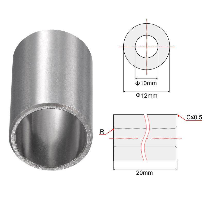 [Australia - AusPower] - uxcell Sleeve Bearings 10mmx12mmx20mm Chrome Steel Oilless Bushing 2pcs 10x12x20mm 