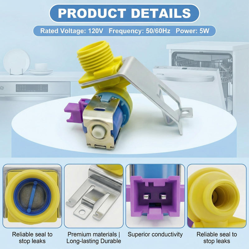 WD15X27703 Dishwasher Water Valve Assembly for GE, Hotpoint GDF535PSR3SS, GDT550PYR3FS, GDT650SYV0FS etc. Dishwasher Replacement Parts AP6994873, WD15X32008, 265D3719G002, 4964202