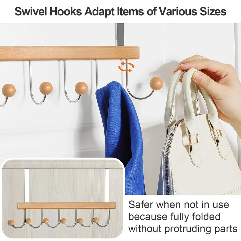 [Australia - AusPower] - TOPIA HANGER Over The Door Hooks for Hanging, Towel Hooks Towel Racks for Bathroom, Coat Hooks Coat Rack Over The Door Organizer Hanging, Wooden Door Hangers for Coat Towel Hat Purse CT71N Natural 1 Pack 