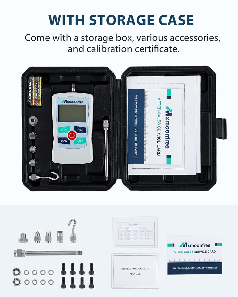 [Australia - AusPower] - 500N Digital Force Gauge Push Pull Gauge Portable Force Meter with Units N/LB/Kg/Oz, Storage Case, Auto Backlit LCD, Auto Power-off for Teaching School Lab Mechanical Physics (ZMF-500N) 500N 