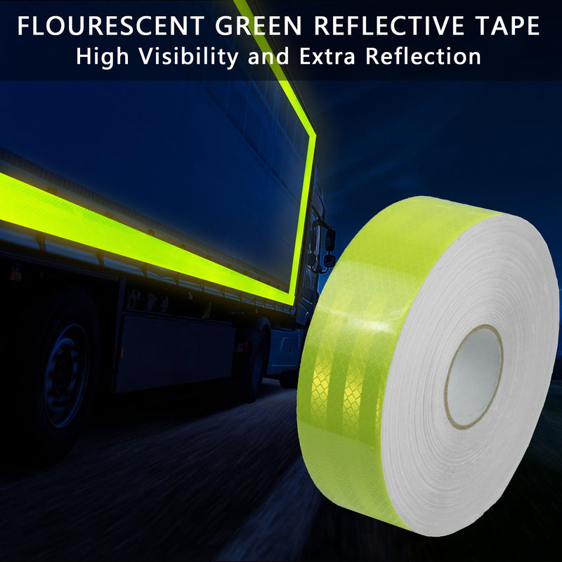 [Australia - AusPower] - 2 Inch X 30 FT Reflective Tape Outdoor Waterproof DOT-C2 Fade Resistant Fluorescent Green Reflective Tape Strong Adhesive Safety Warning Tape Reflector Conspicuity Tape for Trailer Trucks Bikes 2IN x 30FT 