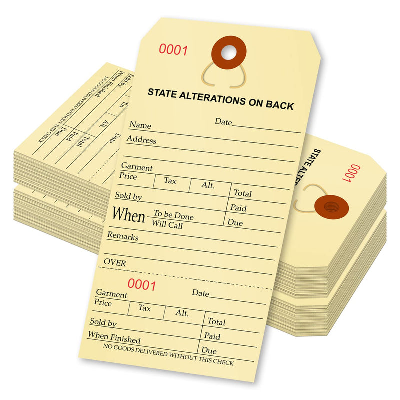 SmartSign Numbered Alteration Tags | 3.125" x 6.25" Manila Stock, Pack of 500