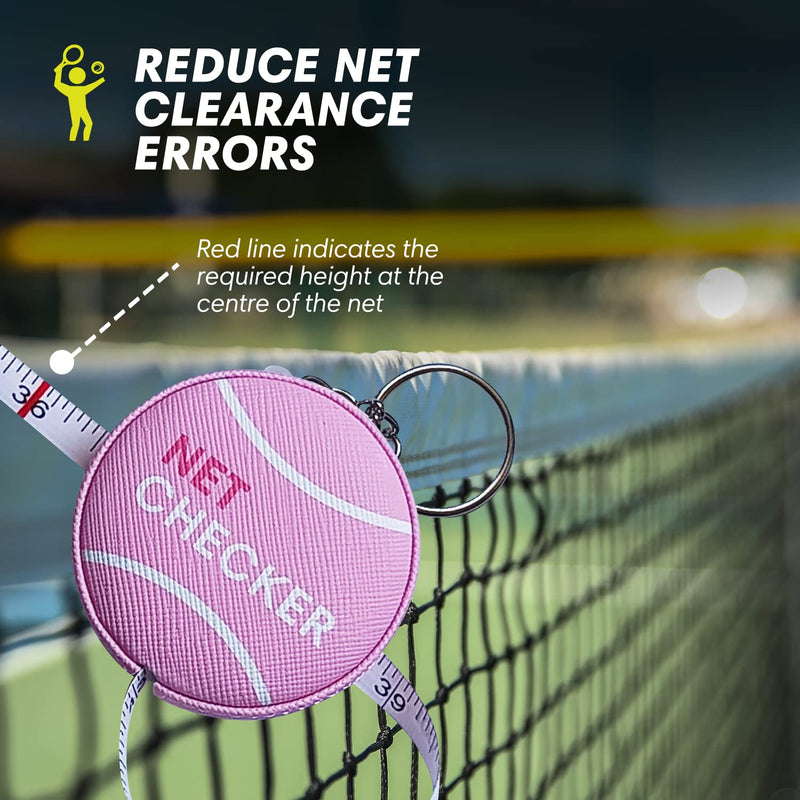 Scoring Right Net Checker Tennis Net Height Measuring Tape and Keyring Pink