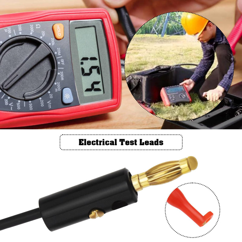 [Australia - AusPower] - 4pcs 4mm Banana Plug Micro Gripper Test Hook Clamp Gold Plated Connection Wire for Multimeter Electrical Testing Laboratory Application Red and Black, EN892W 