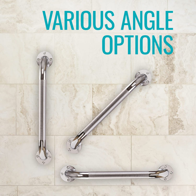 DMI Textured Grab Bars, Shower Toilet Tub Rail for Handicap & Elderly, Perfect for Bathroom Safety, Rust-Resistant Steel, Silver, Chrome, 24", FSA & HSA Eligible 24 Inch
