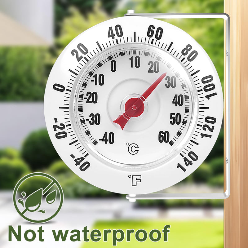 [Australia - AusPower] - CloudHand 5 Inch Indoor Outdoor Thermometer with Mounting Bracket, Big and Bold Dial Thermometer, Easy to Read Numbers for Patio, Pool, and Indoor Areas, White 