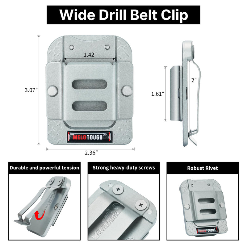 MELOTOUGH Tape Measure Holder, Drill Holder for Tool Belt,Drill Holder,Measuring Tape Holder Fits 1.75"/2" Belt,Sliver 2
