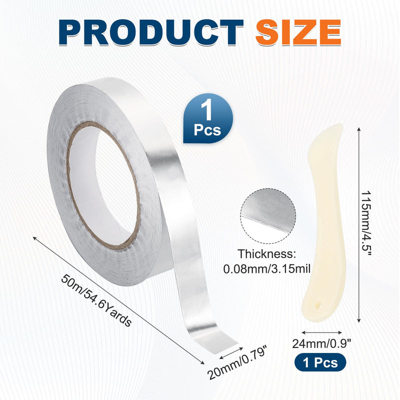Aluminum Foil Tape (0.8" x 164Feet, 3.15mil) - Heavy Duty Waterproof Silver Metal Duct Tape High Temperature HVAC Heat Patch with Tool, for Ducting/HVAC/Metal Insulation and Repair 0.8" x 164Feet, 3.15mil 1