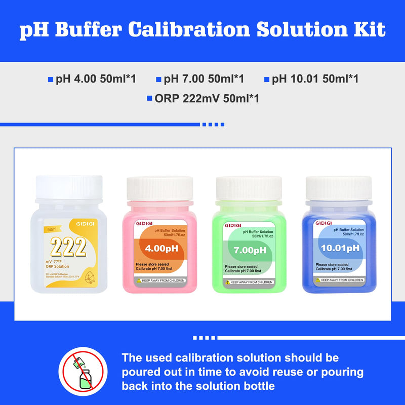 [Australia - AusPower] - pH ORP Meter Calibration Buffer Solution Kit, Includes pH 4.00, 7.00 and pH 10.01 Solution,ORP 222mV Calibration Solution pH ORP Calibration Buffer 