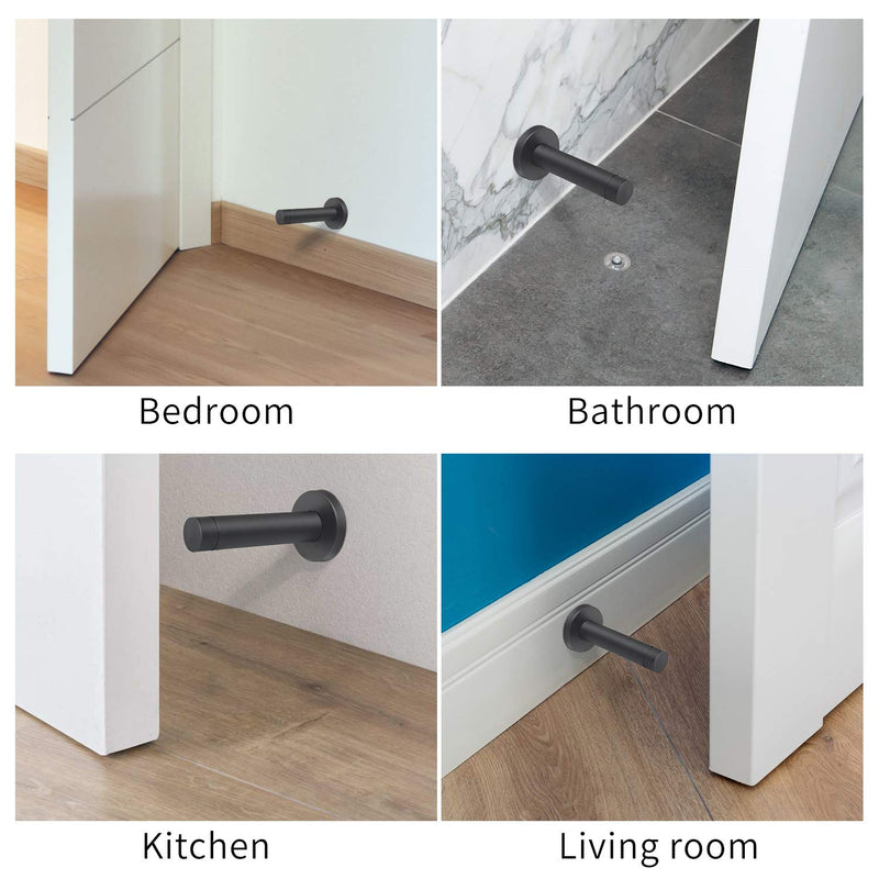[Australia - AusPower] - DOKU 10Pcs Door Stop, 3.5 Inch Heavy Duty 304 Stainless Steel Door Stopper with Rubber Tips Bumper, Wall Mounted Door Holder Protection Sound Dampening, Matte Black Black-10PCS 
