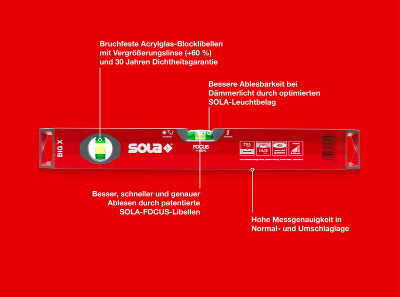 [Australia - AusPower] - Sola water spirit level, red, BIG X 80 