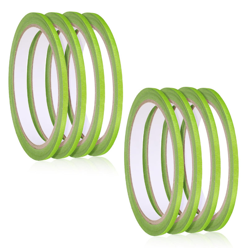 8 Rolls Green Pinstripe Masking Tape 1/8 Inch Width Thin Line Painters Tape for Painting Whiteboard Tapes Pinstriping Paint Tapes for Wall DIY Board Auto Paint