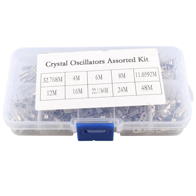 DollaTek 200pcs 10Value 32.768KHz ~ 48MHz DIY Quartz Crystal Oscillator Assorted Installation Kit Set with Plastic Box