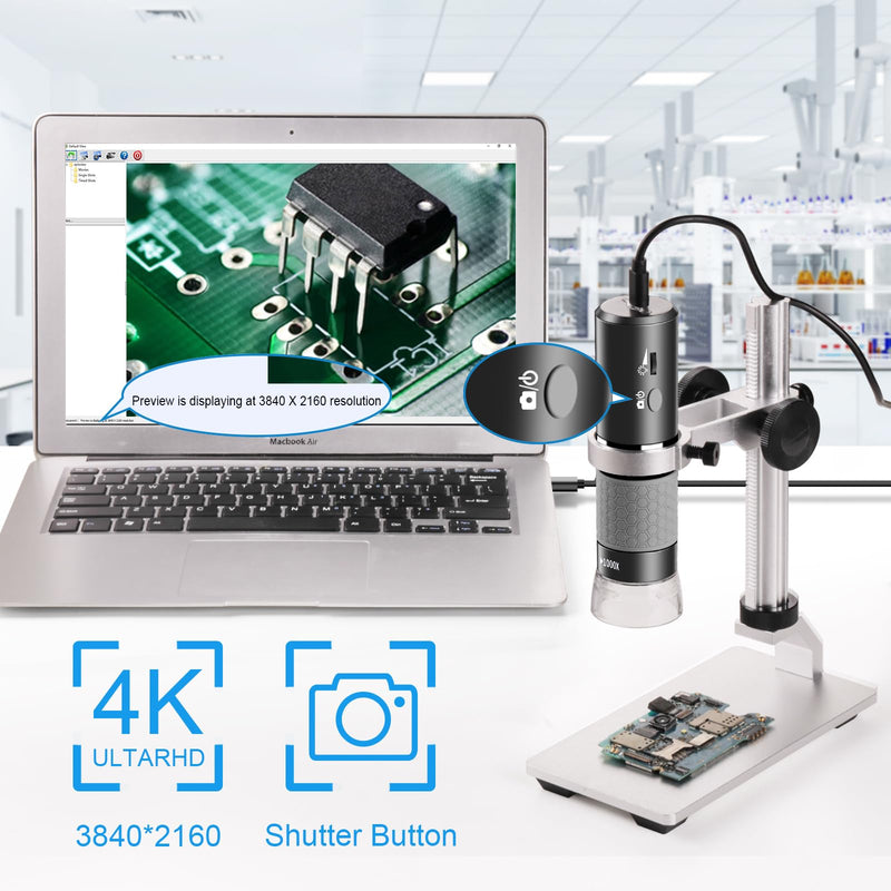 [Australia - AusPower] - Cainda 4K 3840 x 2160p WiFi Digital Microscope Camera with Adjustable Metal Stand, Wireless Portable Microscope for iPhone Android Phone and Windows Mac PC wifi microscope 