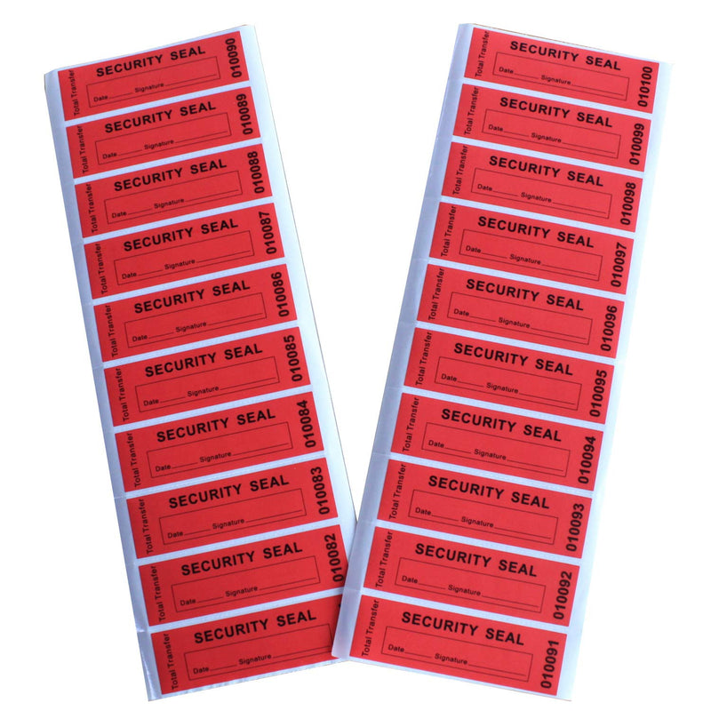 Bundled for 100pcs x 1" x 3.35" Red Security Void Labels & 100pcs x 25mm x 60mm Red Total Transfer Tamper Evident Labels