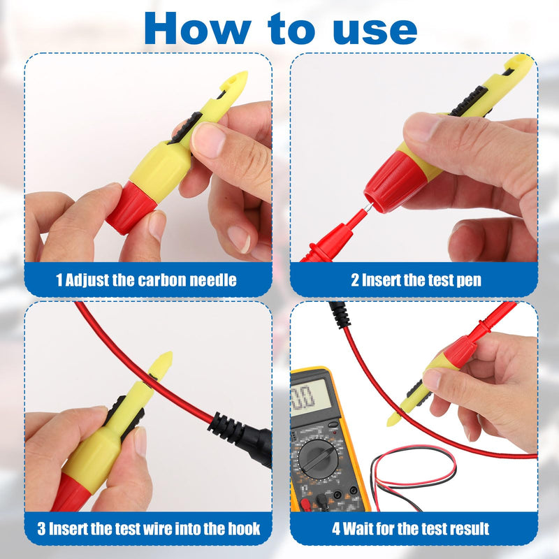 [Australia - AusPower] - 4pcs Wire Piercing Probe Kit, 0.08in and 0.16in Insulation Puncture Wire Probe Piercing Clip Test Tool for Multimeter Equipment Home Appliance Repair Electricity Meter Testing Accessories 