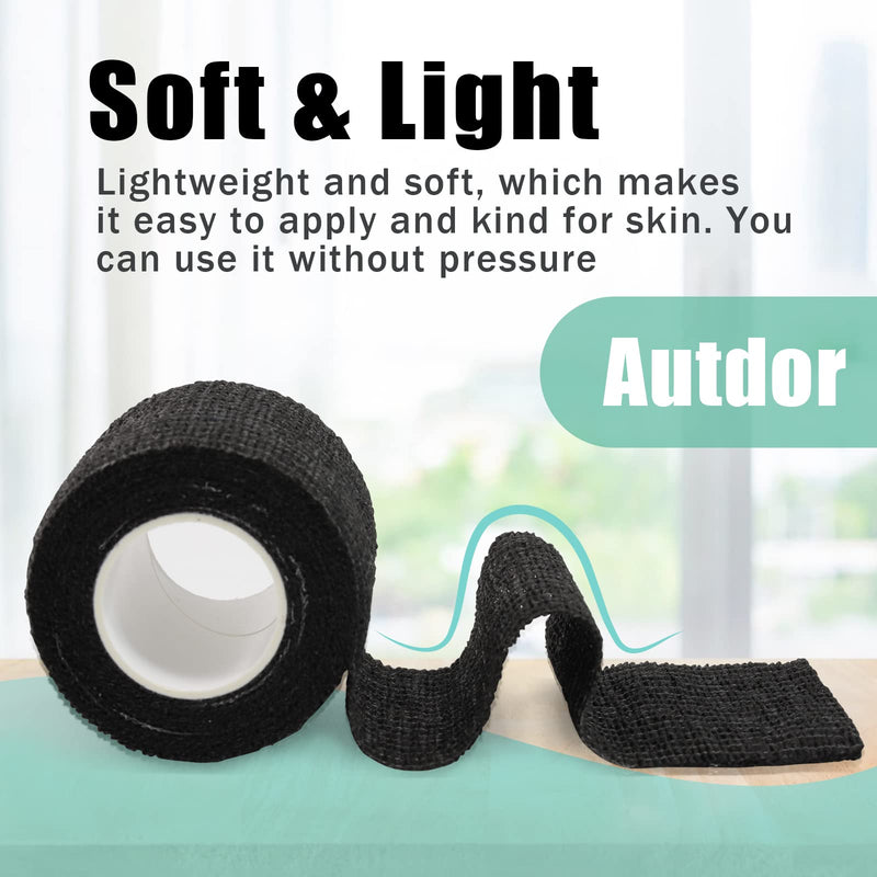 Autdor Tattoo Grip Cover Wrap - 24Pcs 2" x 5 Yards Disposable Cohesive Tattoo Grip Tape Wrap Black Elastic Bandage Rolls Self-Adherent Tape for Tattoo Machine Grip Tube, Sports Tape