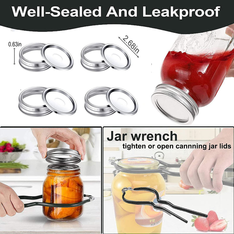 HOMMES Canning Supplies Starter Kit For Mason Jars - Pot, Funnel, Lifter, Wrench, Tongs, Lid Lifter & Bubble Remover Black
