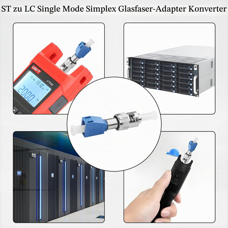 QIANRENON ST to LC Hybrid Fibre Optic Converter Coupler SM 9/125μm ST/UPC Male to LC/UPC Female Singlemode Optical Adapter for Red Light Pens Optical Power Meter Patch Cord Pigtail