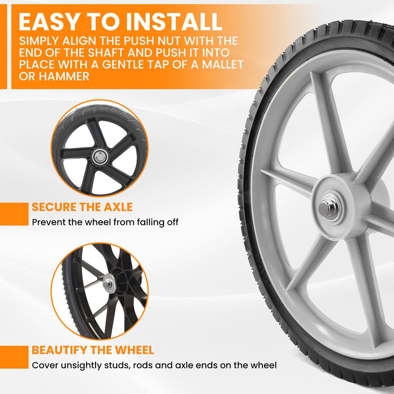 [Australia - AusPower] - 4 Piece Spring Steel Push on Pushnut Cap Stud 5/8 Inch Axle Pushnut Fastener with Zinc Mech Finish for Rolling Bins, Lawn Wagons and Hand Trucks 4 