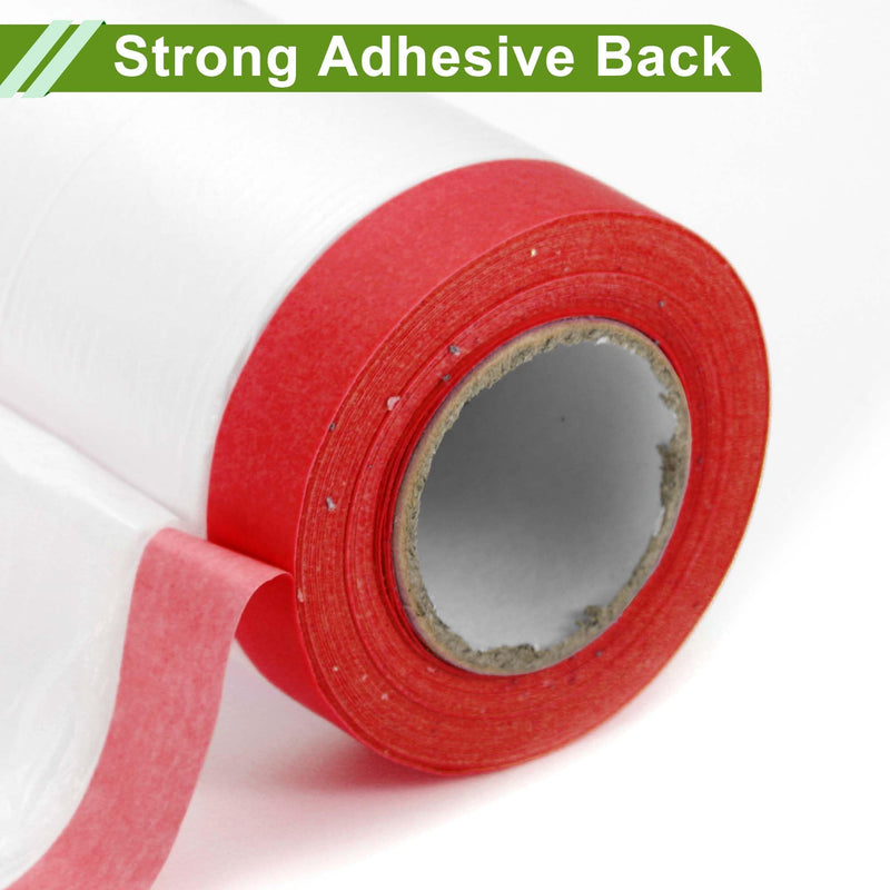 Pre-Taped Masking Film Plastic Cover PE Film Masking Paper 1 Pc 2500x55cm / 82.02ftx21.65" White Red