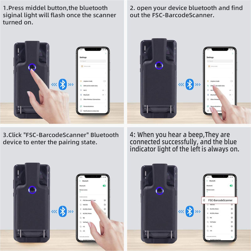 [Australia - AusPower] - Symcode Portable Barcode Clip with Bluetooth - 1D 2D QR Bar Code Reader, PDF417, Data Matrix, Maxicode, Wireless Connect 