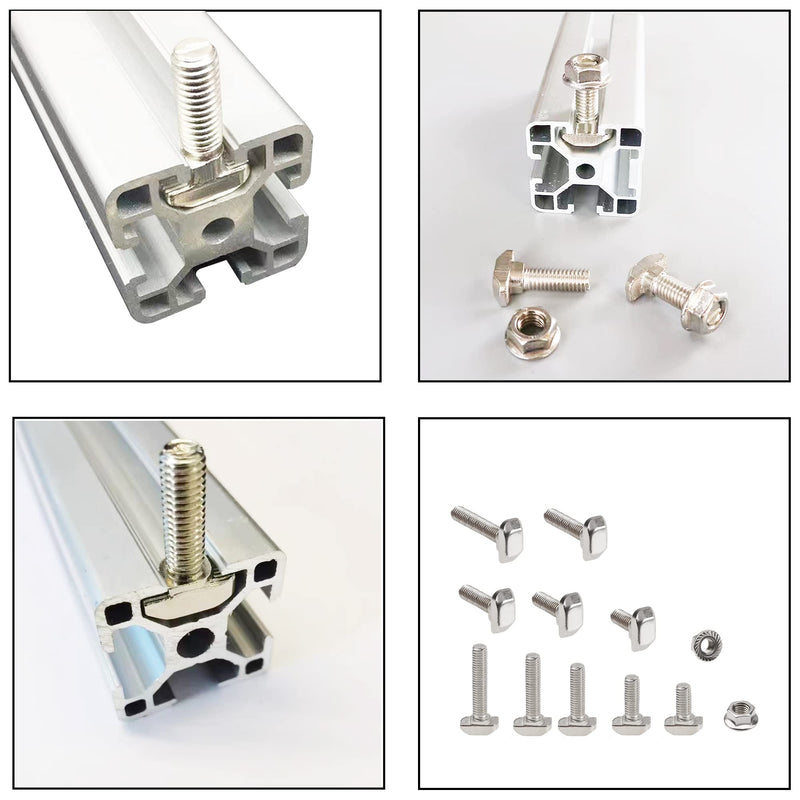 [Australia - AusPower] - 76Pcs Hammer Head T-Slot Drop-in Stud Sliding Bolt Screw Nut Assortment Kit, for European Standard Aluminum Profile (M6-30 Series) M6-30 Series 