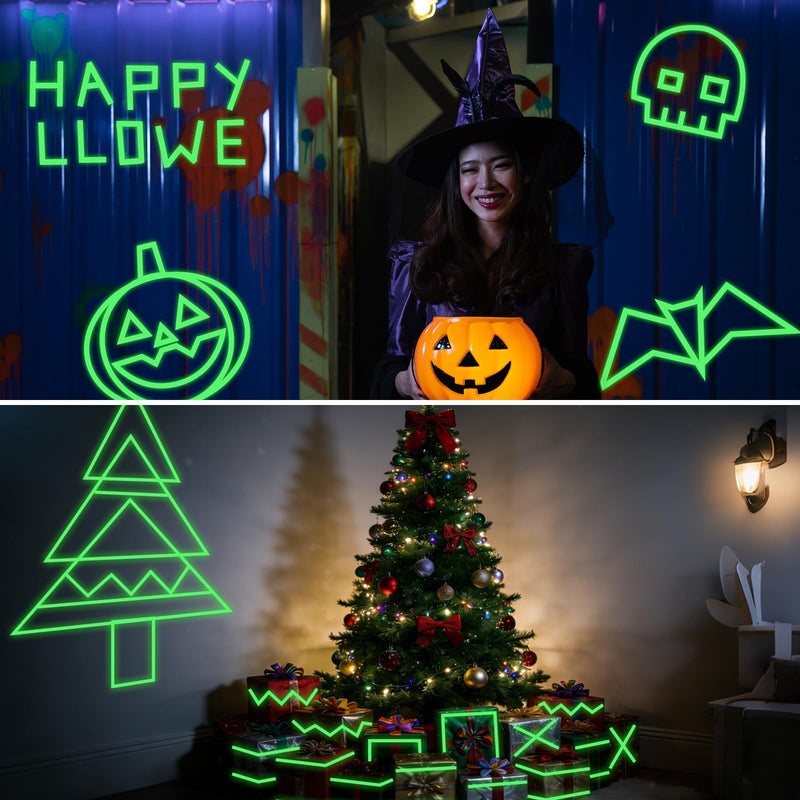 6 Pack Glow in The Dark Tape 33 Ft x 1 inch, Long-Lasting Bright Fluorescent Glow Tape for Christmas Dector, Night Decorations, Safety and Home Marking, Exit Sign, Total 198 Ft 6