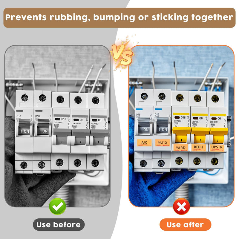 5 Sheets/645pcs Circuit Breaker Labels Weatherproof Box Stickers Breaker Box Label Electrical Panel Labels Boxes Stickers Easy Read and Install for Home Office Electrical Panels Orange
