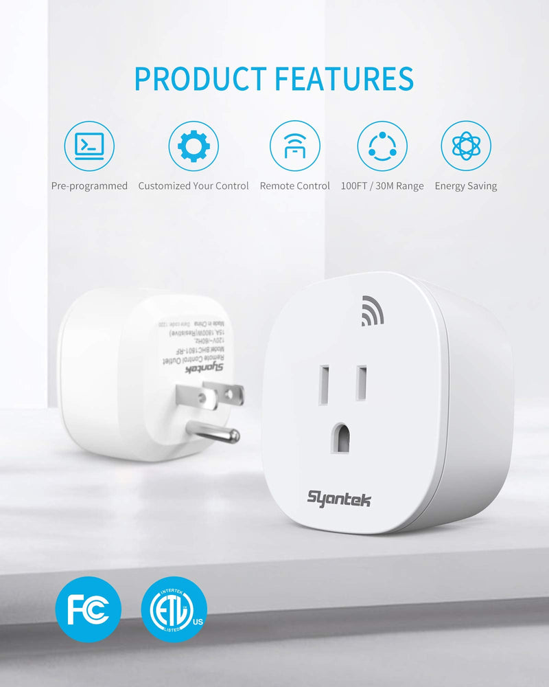 [Australia - AusPower] - Remote Control Outlet Wireless Light Switch for Household Appliances, Expandable Remote Light Switch Kit, Up to 100 ft Range, FCC Certified, ETL Listed, White (3 Outlets + 1 Remotes) 