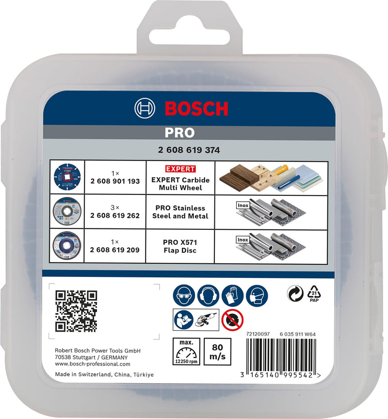 Bosch X-LOCK 5-Piece Cutting Discs Sanding Discs Set (Stainless Steel, Metal, Diameter 125 mm, Accessories Angle Grinder) Ø 125 mm Mixed accessory set