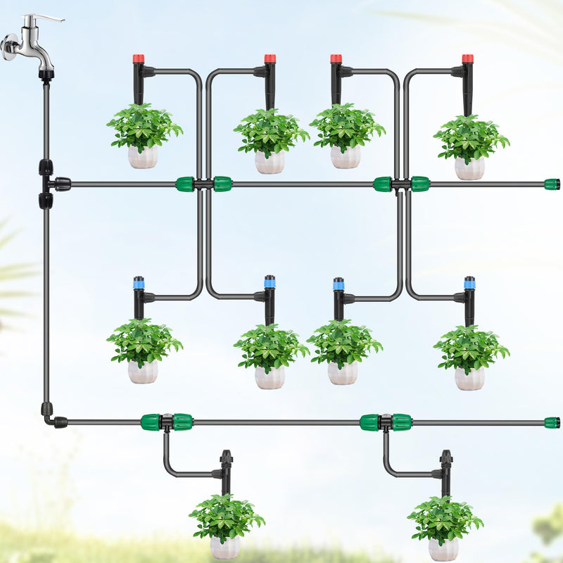 [Australia - AusPower] - 60 Pcs Drip Irrigation Sprayer Emitters for 1/4" Irrigation Tubing,Adjustable Water Flow Irrigation Misting Emitters Irrigation Drippers,3 Style Drip Micro Sprinkler Nozzles for Garden Water System 
