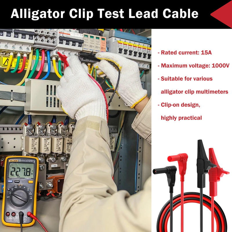 [Australia - AusPower] - Alligator Clip Test Leads for Multimeter Voltmeter, 4mm Banana Plug to Alligator Clip Heavy Duty Jumper Wires with Insulated Clamps for Electrical Testing, 2Pcs, 3 Feet 