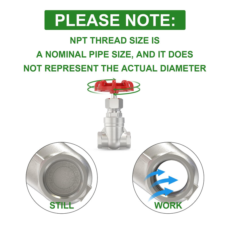 TAISHER 1PCS 304 Stainless Steel Gate Valve, 3/4" NPT Female Rotary Sluice Valve With Wheel Handle, For Water, Oil, Gas
